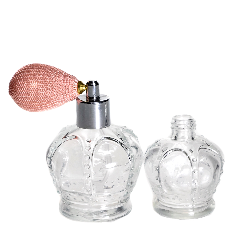 Factory Refillable Perfume Bottle Clear Empty Glass Round 50ml Glass Spray Perfume Bottle with Cap