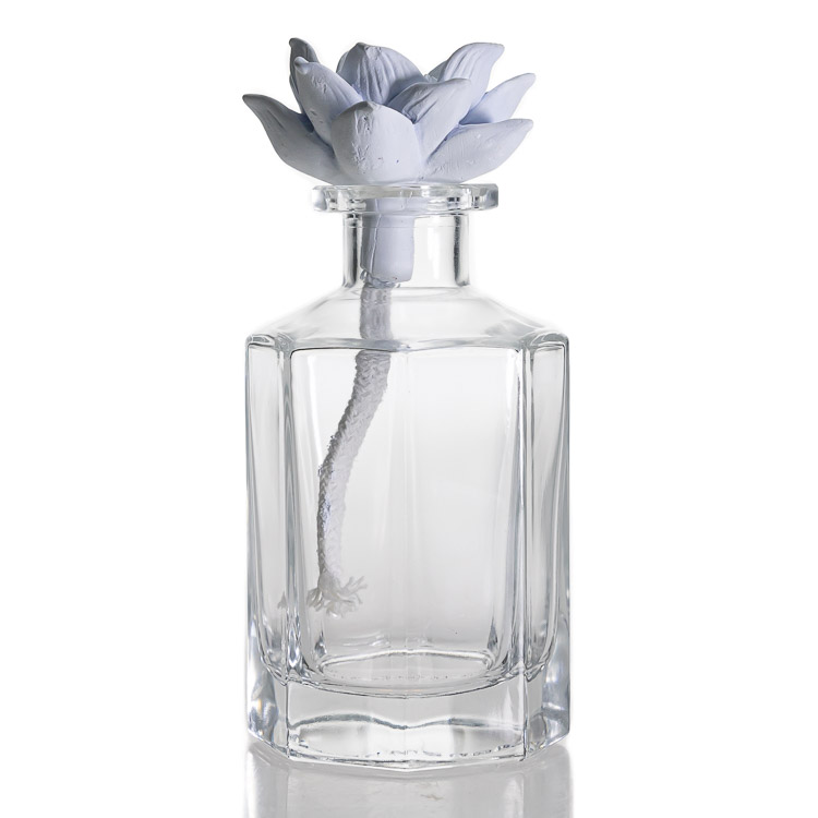  Factory Unique Shape Aroma Oil Bottle Clear Glass 200ml Empty Reed Diffuser Bottle 
