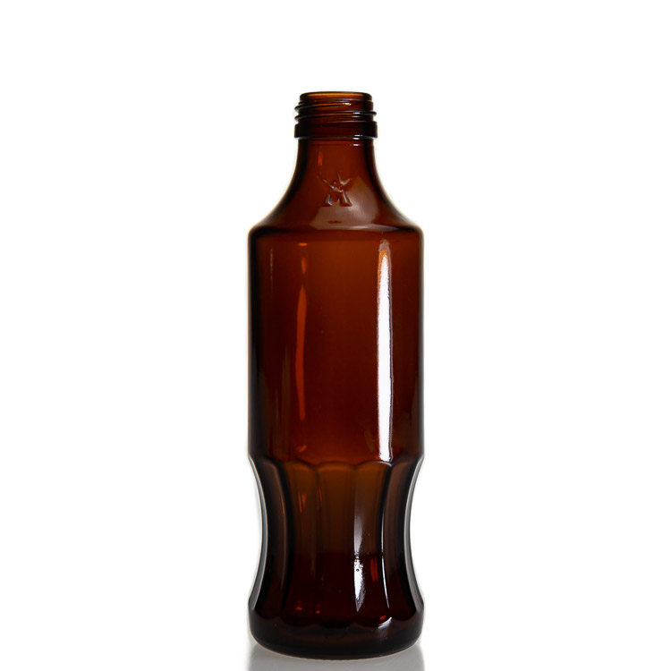 Drinking Package Empty Round Amber 250ml Beverage Glass Wine Bottles 