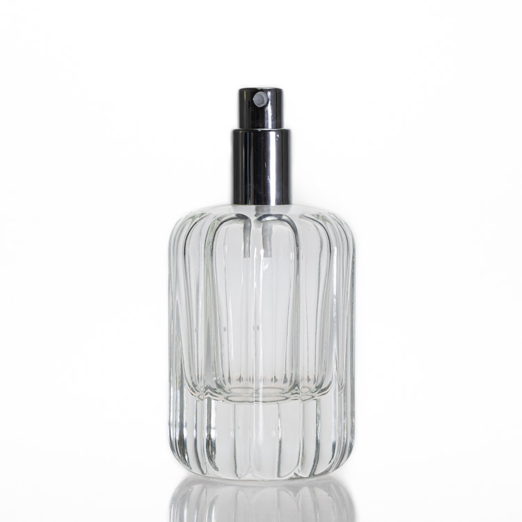 Unique Cuustom Oil Perfume Bottle Clear Empty Glass Round 100ml Glass Bottle Perfume with Cap