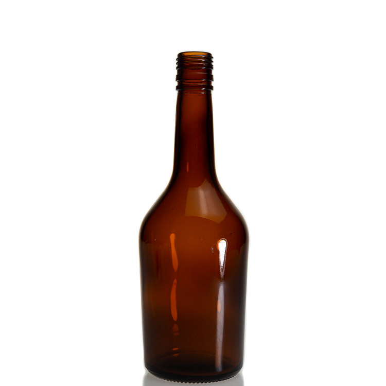 Wholesale Whisky Bottle Empty Round Amber 500ml Liquor Glass Wine Bottles 