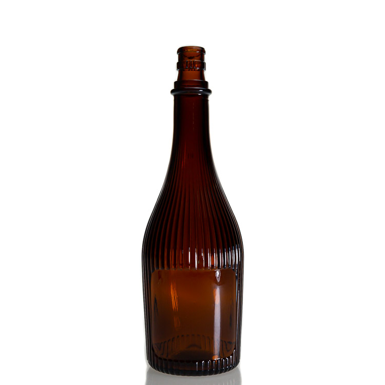 Supplier Custom Whisky Bottle Empty Round Amber 500ml Beverage Glass Wine Bottles 